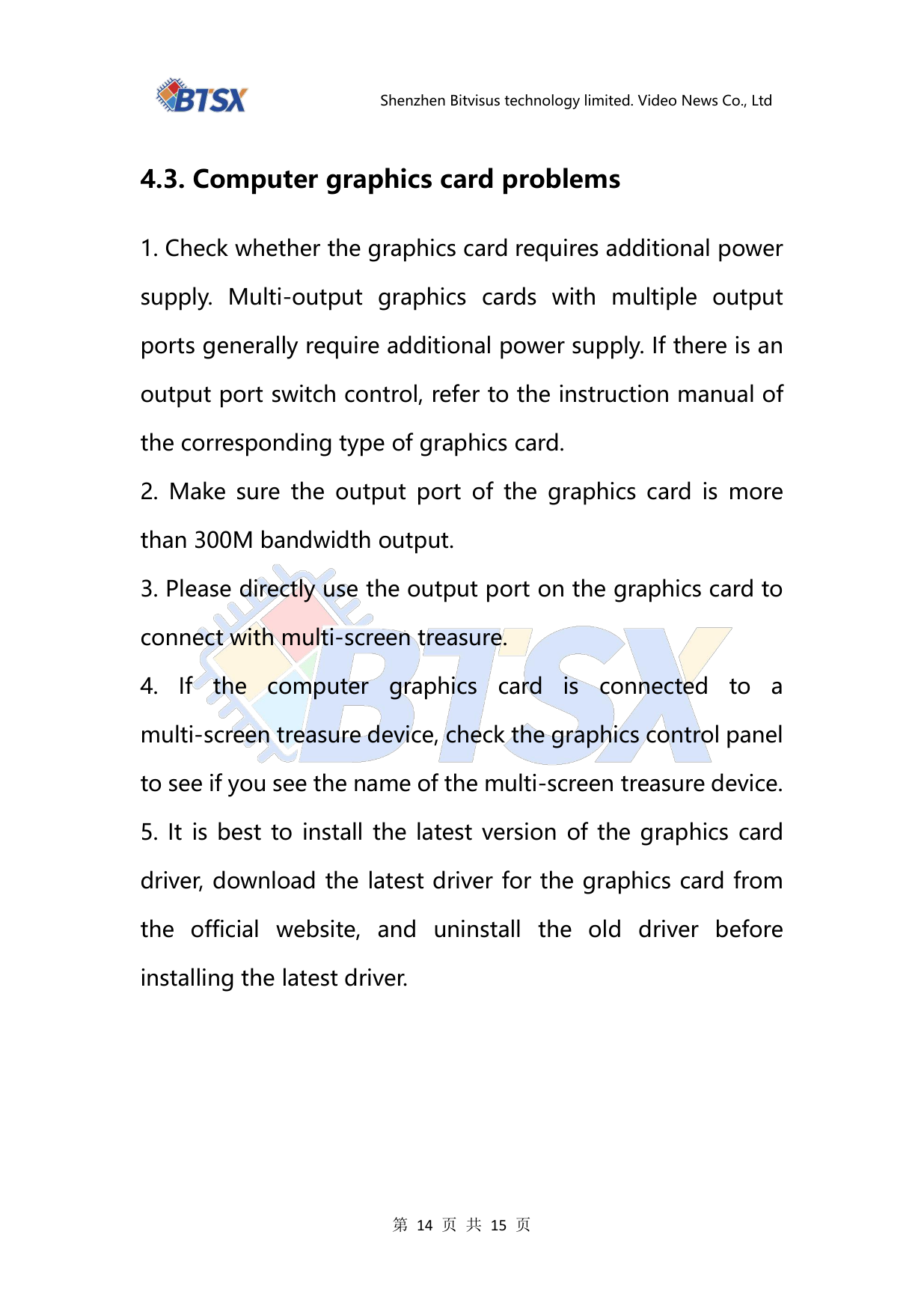 BIT-MSE-4K60-104PRO-User Manual-Common Problem Graphics Card