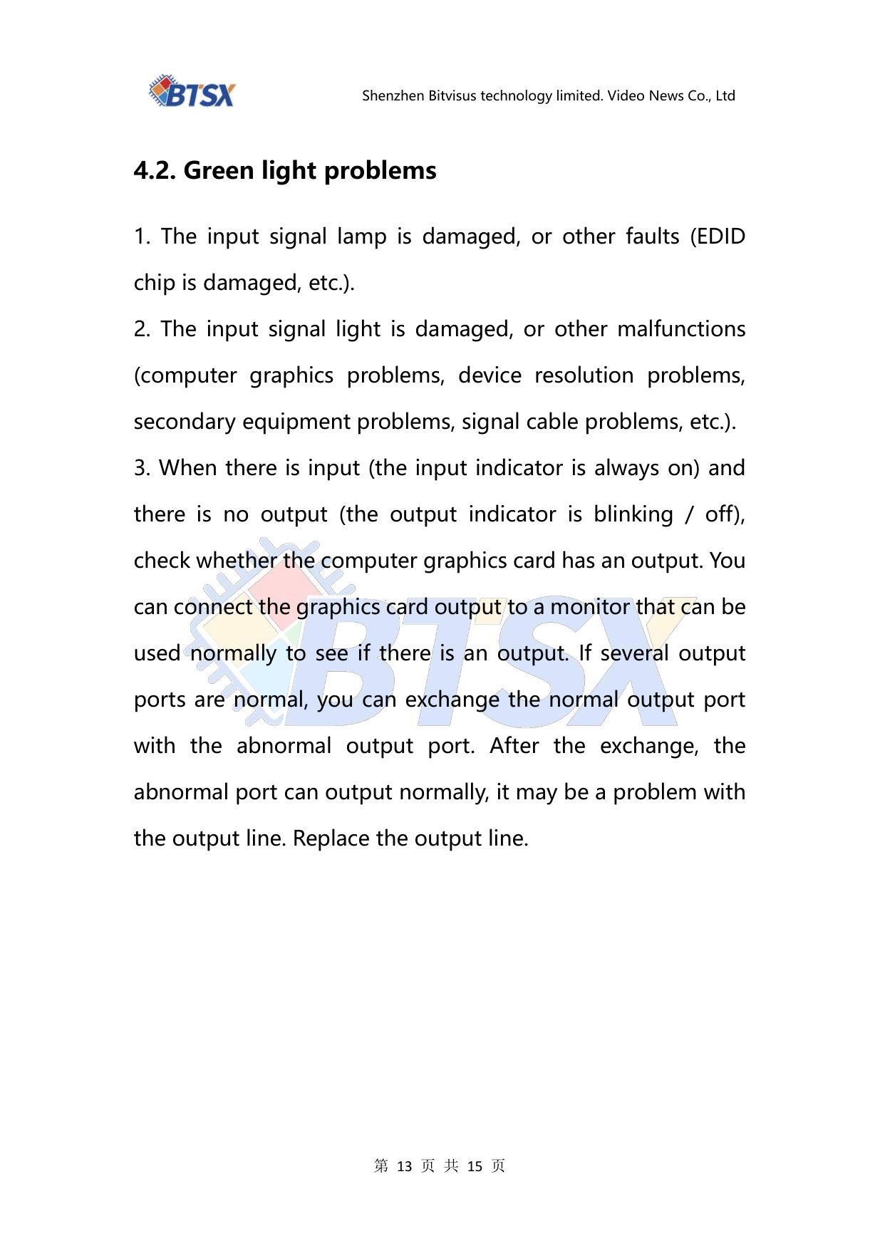 BIT-MSE-4K60-104PRO-User Manual-Common Problem Green Light