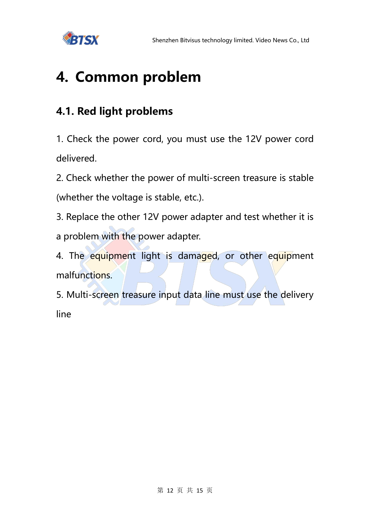 BIT-MSE-4K60-104PRO-User Manual-Common Problem Red Light