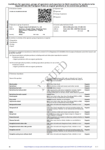 Organic certificate