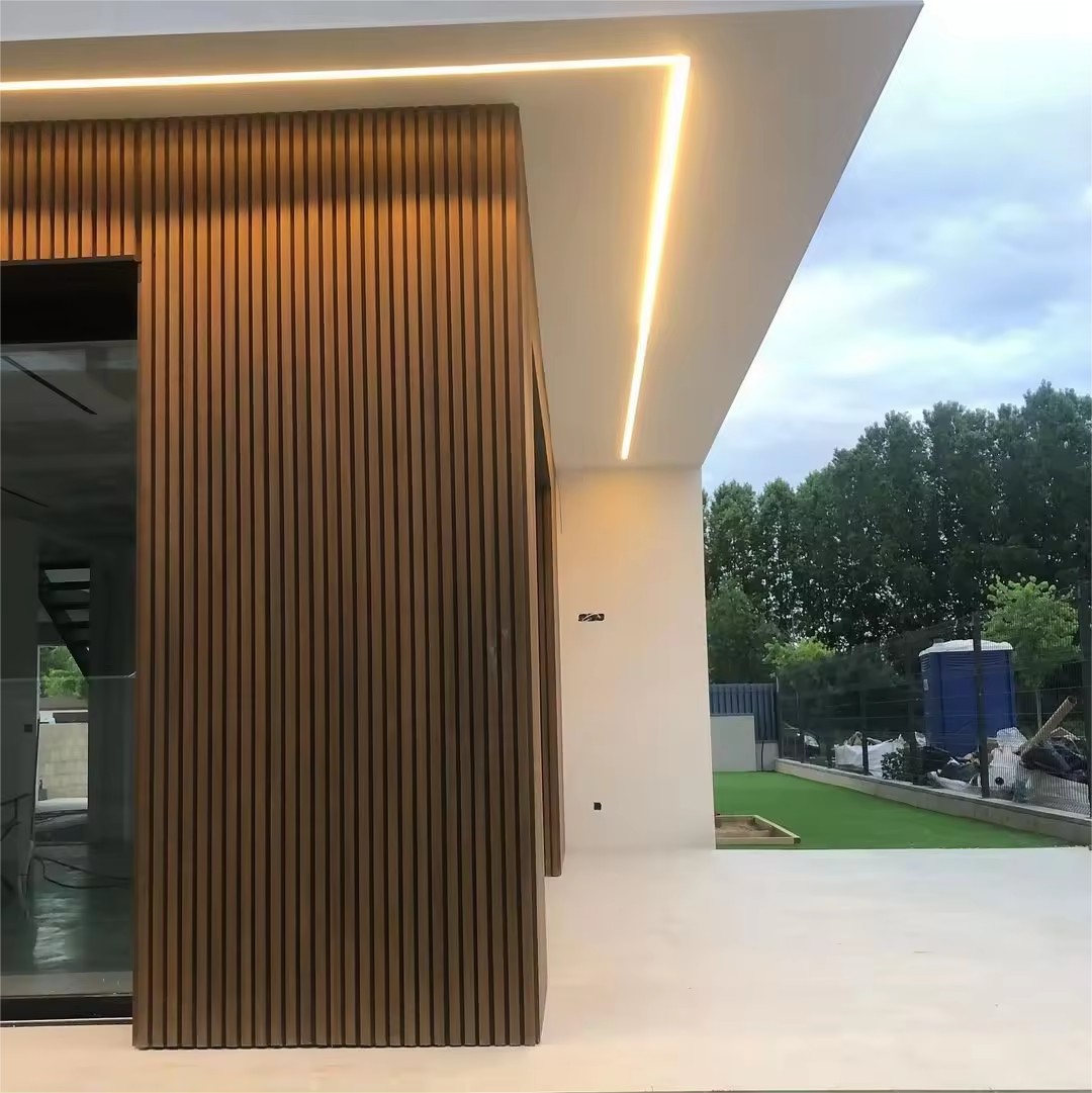 Outdoor WPC Wall Panel installation with metal keel and fastener fixing on an exterior wall