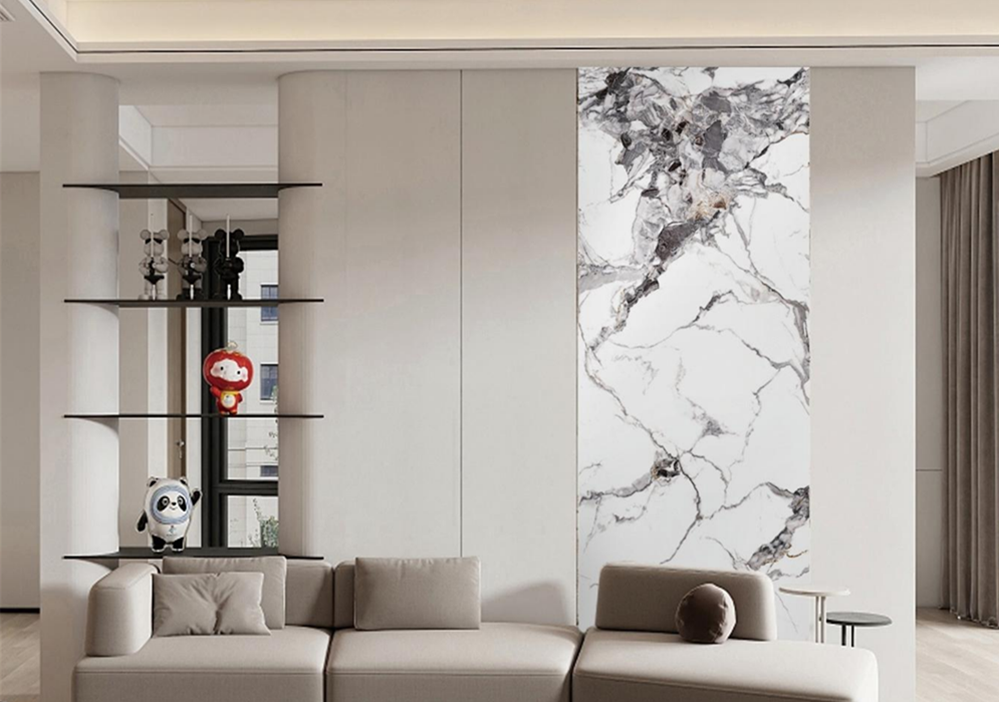PVC marble sheet installation for interior wall cladding