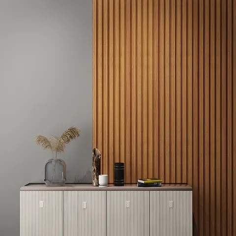 WPC wall panel installation in interior space