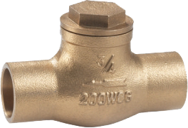 Brass sweat swing check valve for copper pipe