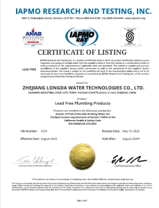 Certificate of Listing (Lead‑Free NSF372)