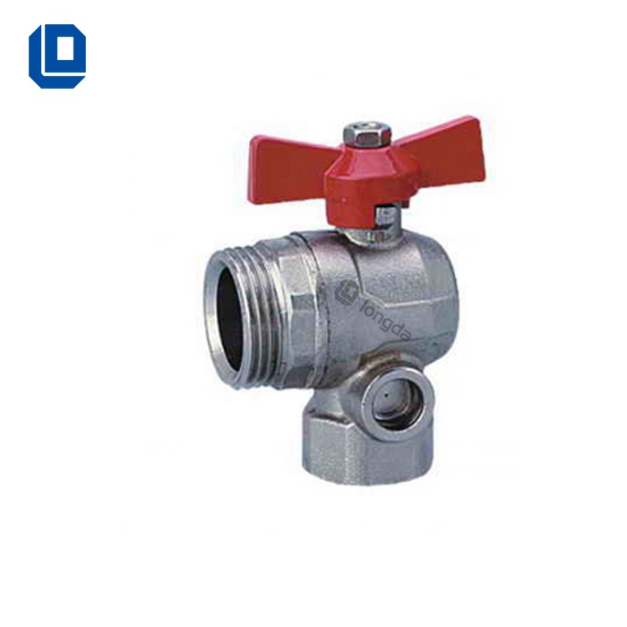 Brass valve installed on a hydronic line serving a building cooling system