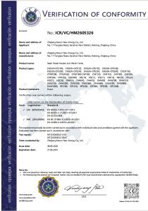 VERIFICATION OF CONFORMITY (LVD+EMC)