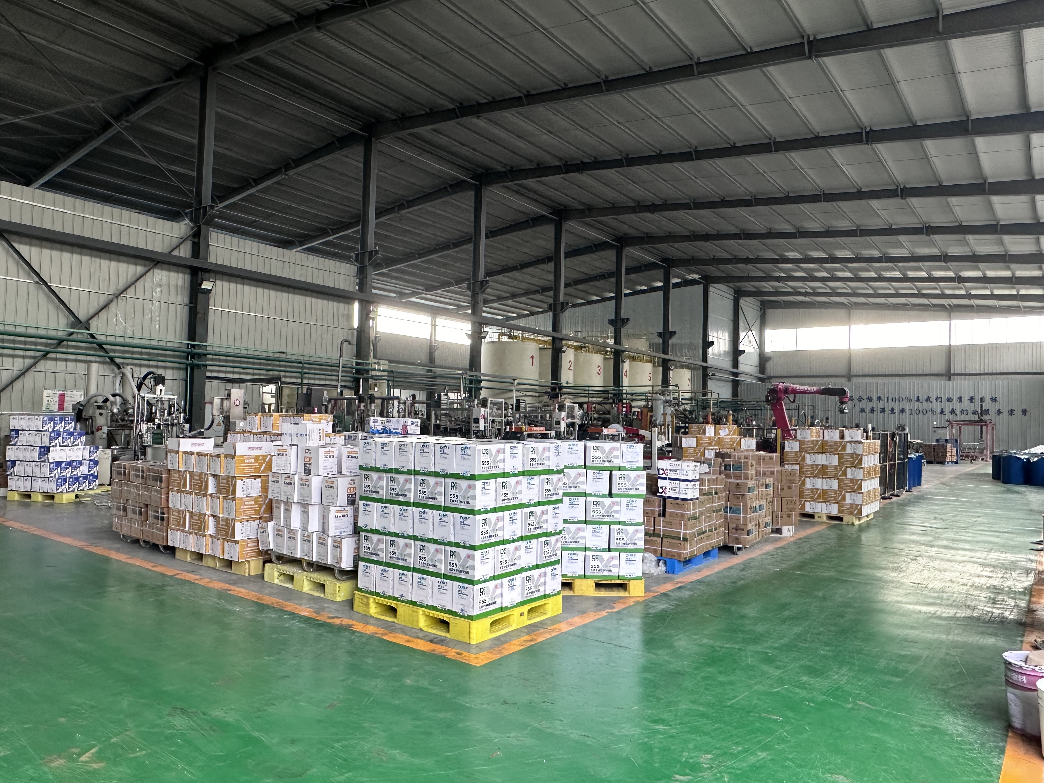 Silicone sealant production workshop with mixing and filling lines