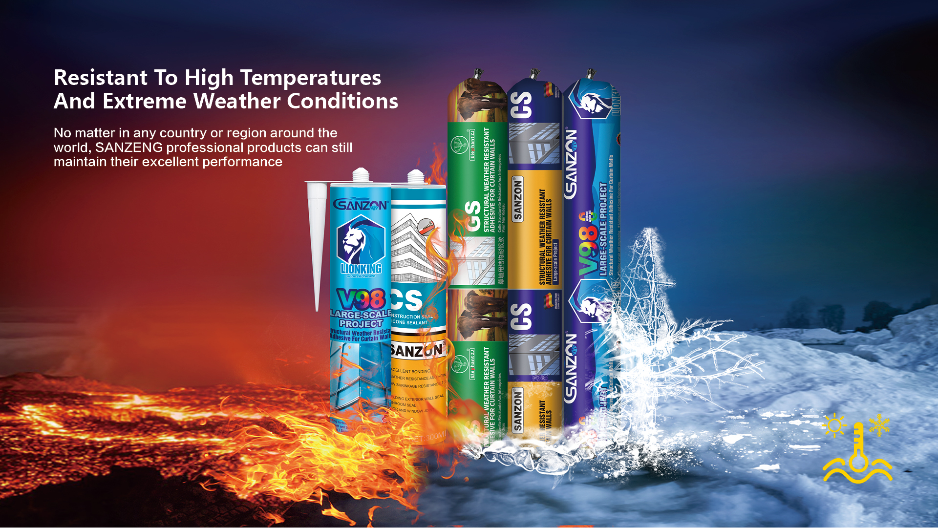 Weather-resistant silicone sealant positioned for high-temperature and extreme-weather exterior joints