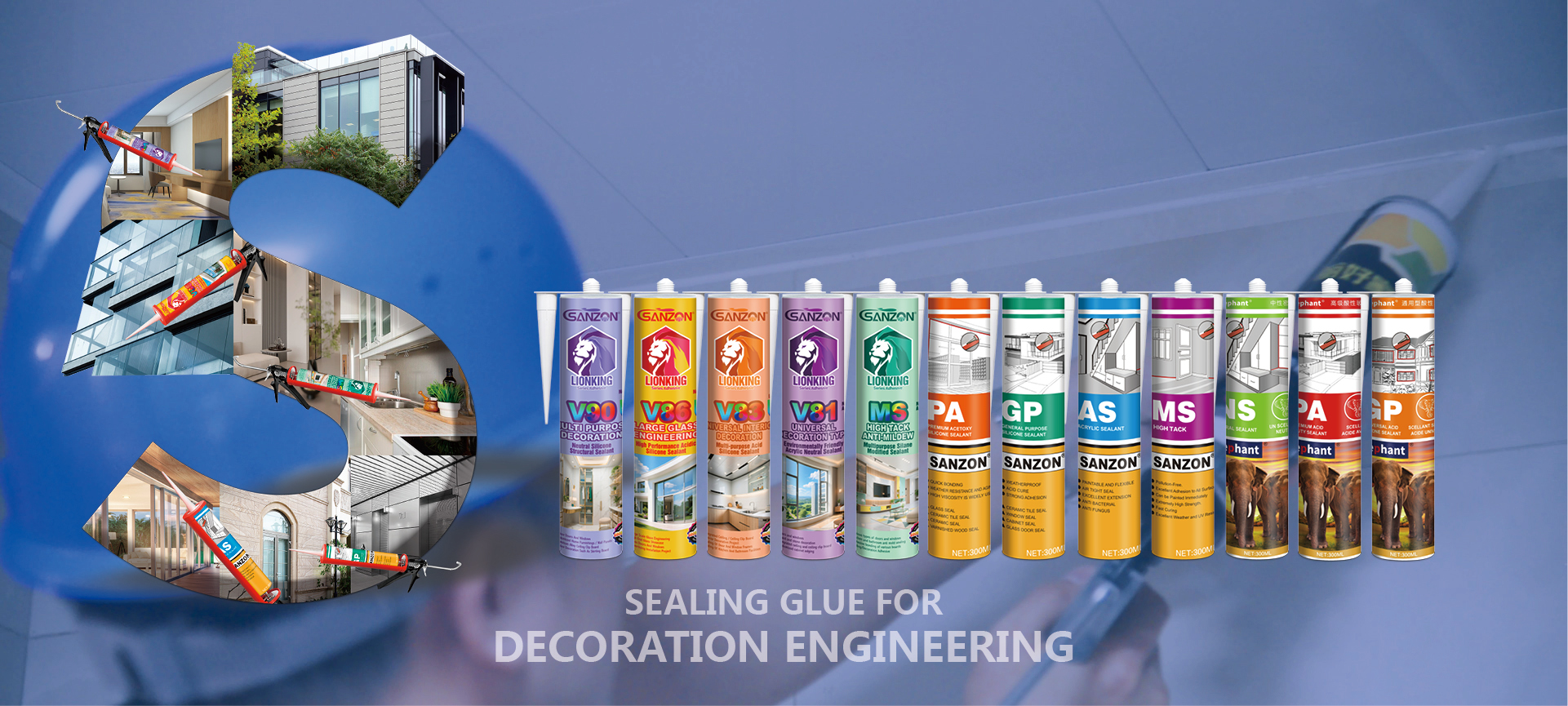 Sealing glue for decoration engineering applied to construction joints