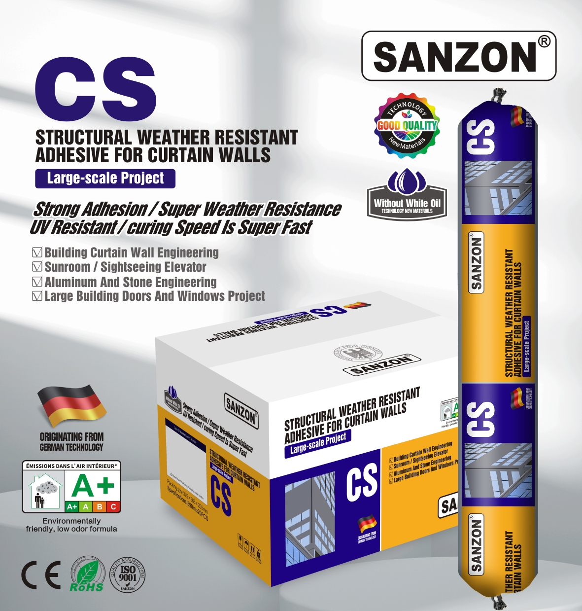 Structural silicone sealant for weather-resistant curtain wall bonding