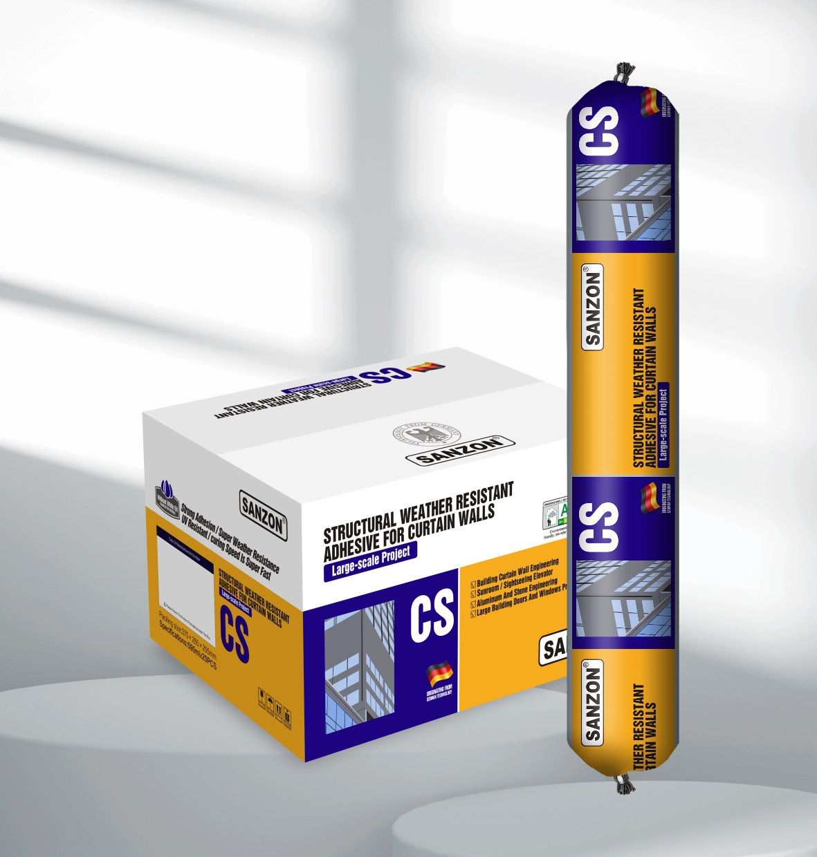 SANZON CS structural silicone adhesive for curtain wall glazing and facade bonding