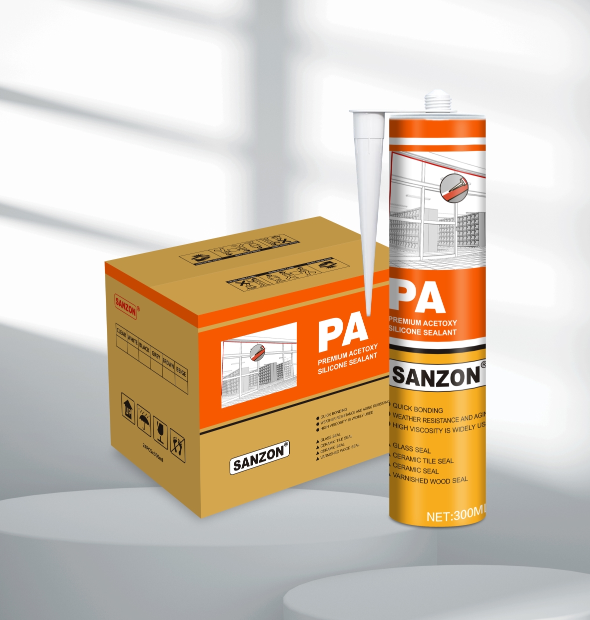 SANZON PA acetoxy silicone sealant for glass and ceramic sealing