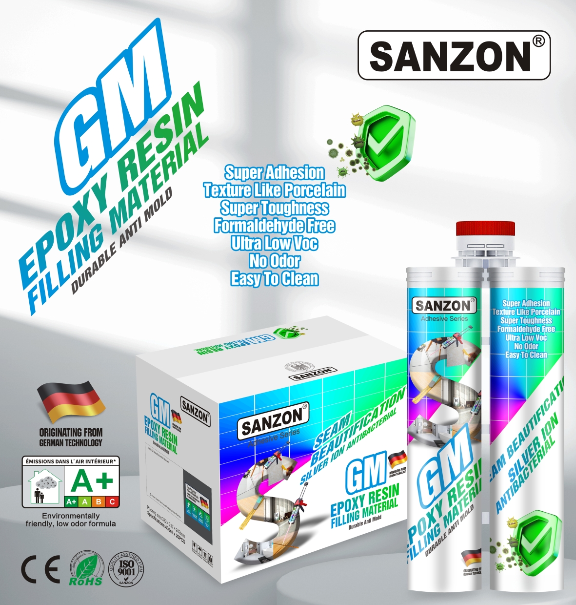 SANZON GM two-component epoxy tile grout cartridge set