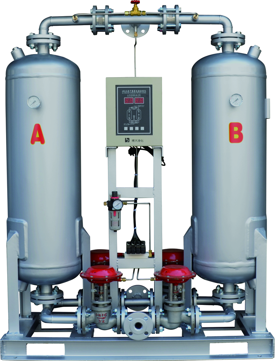 Heatless compressed air desiccant dryer