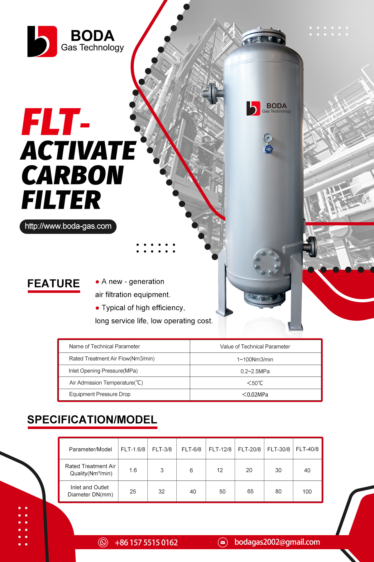 FLT Activated carbon filter - vertical carbon steel vessel