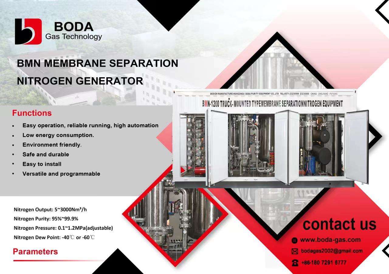 BMN series membrane separation nitrogen generator for moderate purity on-site nitrogen