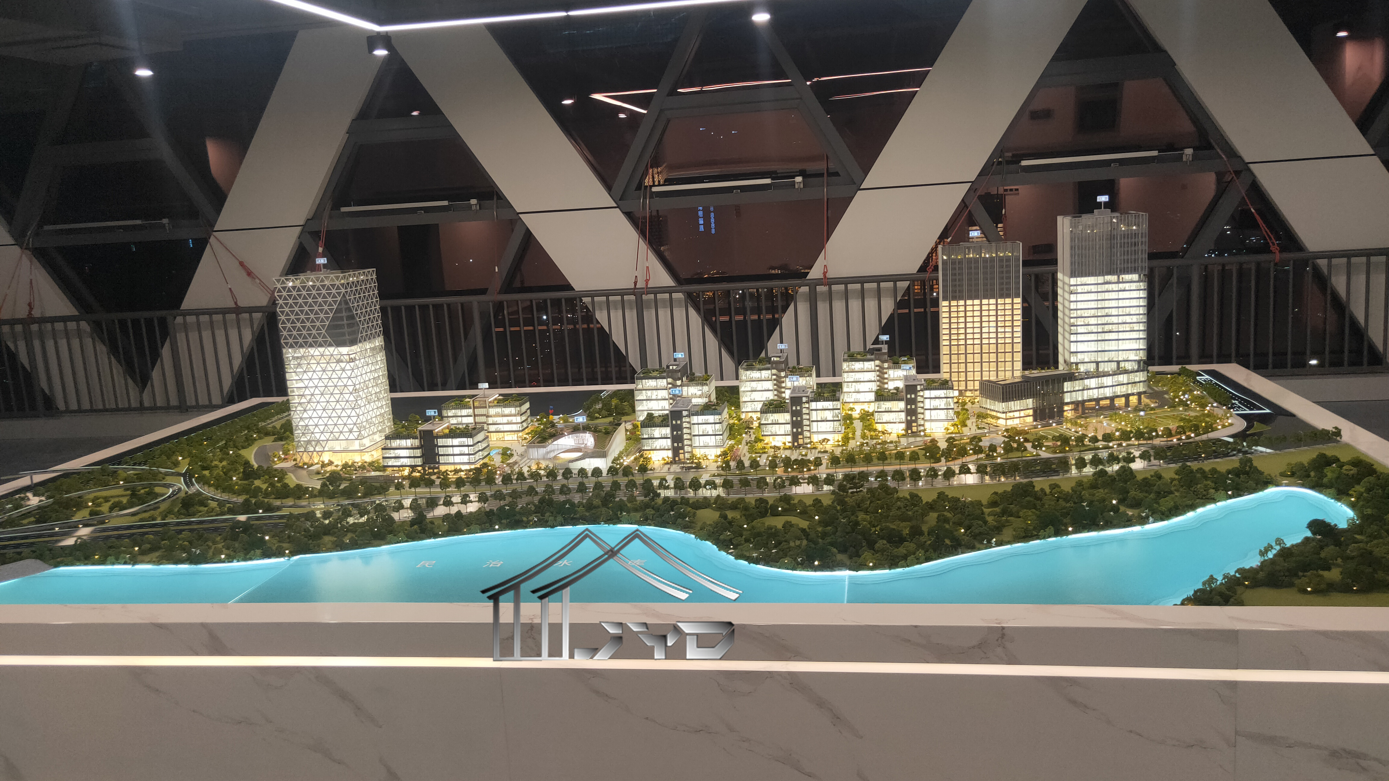 Physical scale model of an industrial and technology park used for layout and zoning review
