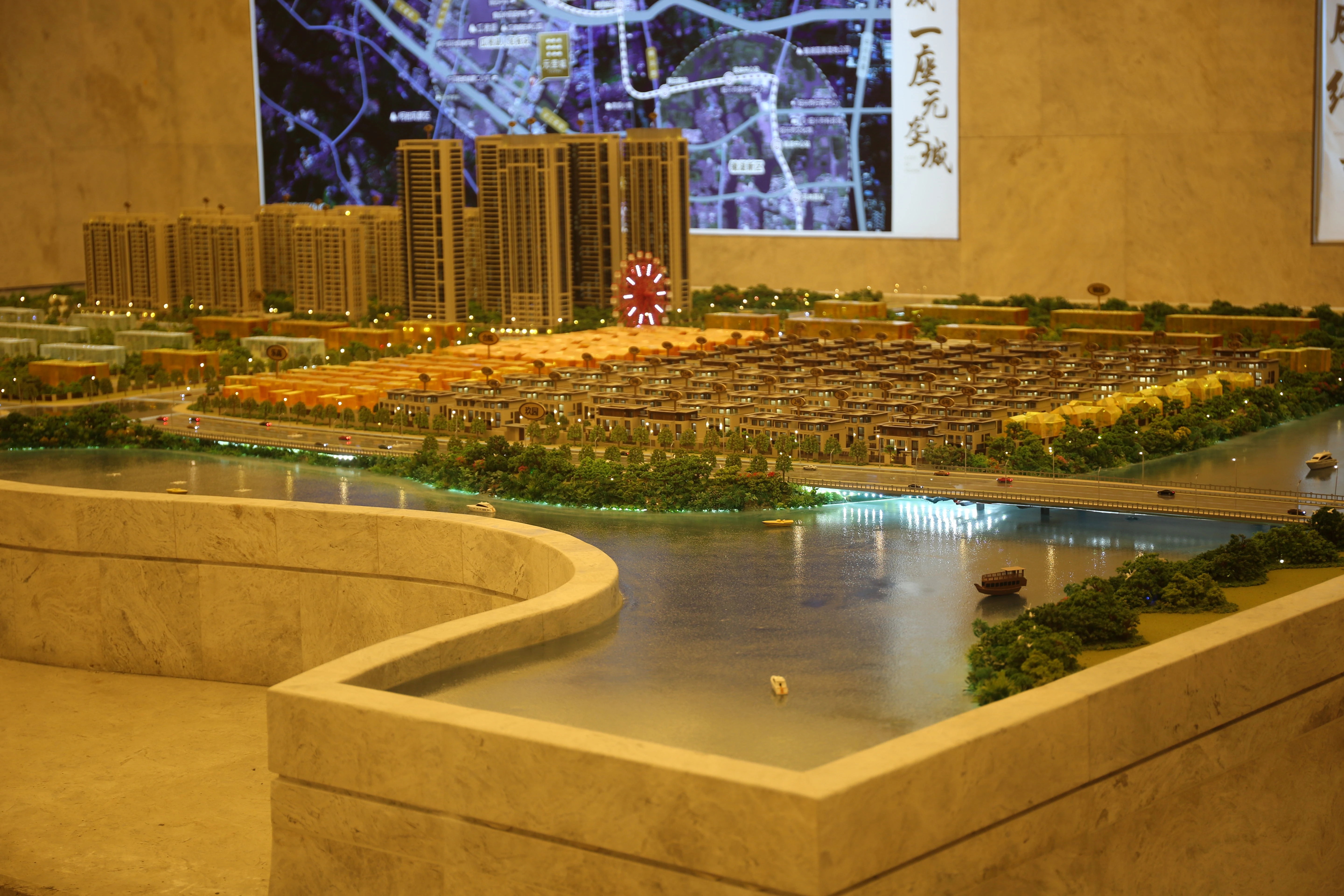 Detail view of a Shaoxing Yuanlong City architectural model built by JYD Models