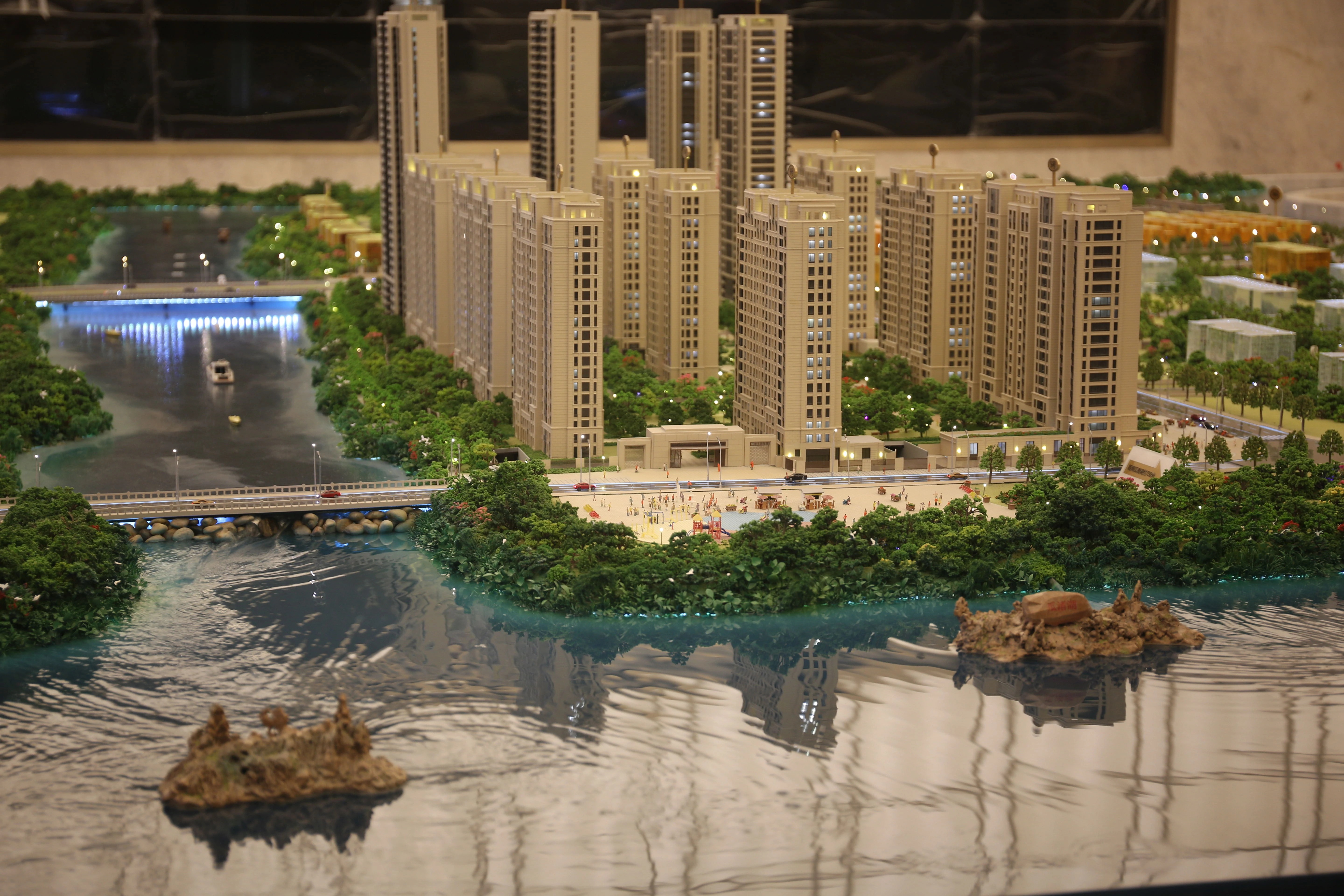Delivered custom window display architectural model in a project presentation setting
