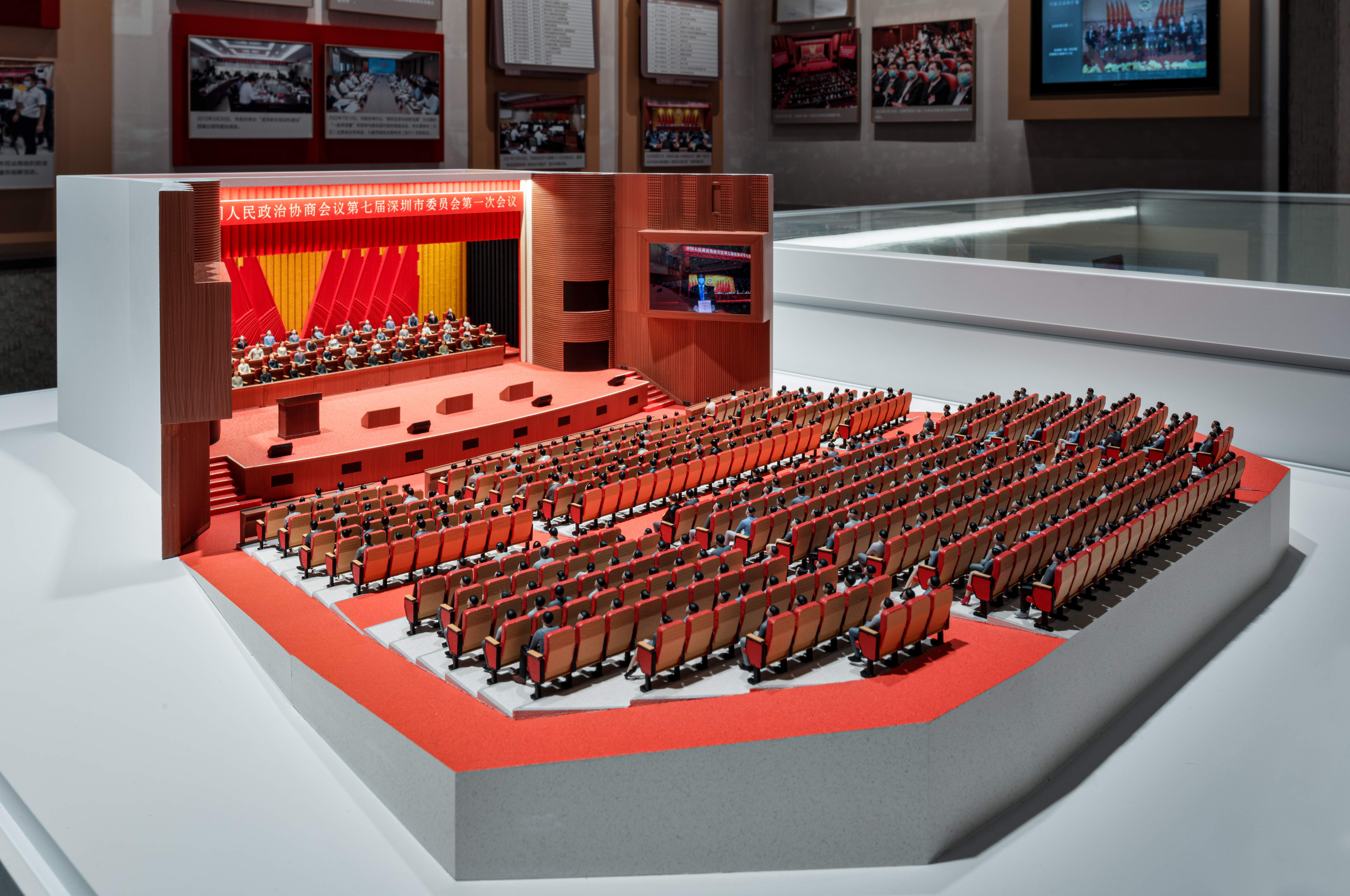 Interactive LED architectural display model installed in an exhibition hall context