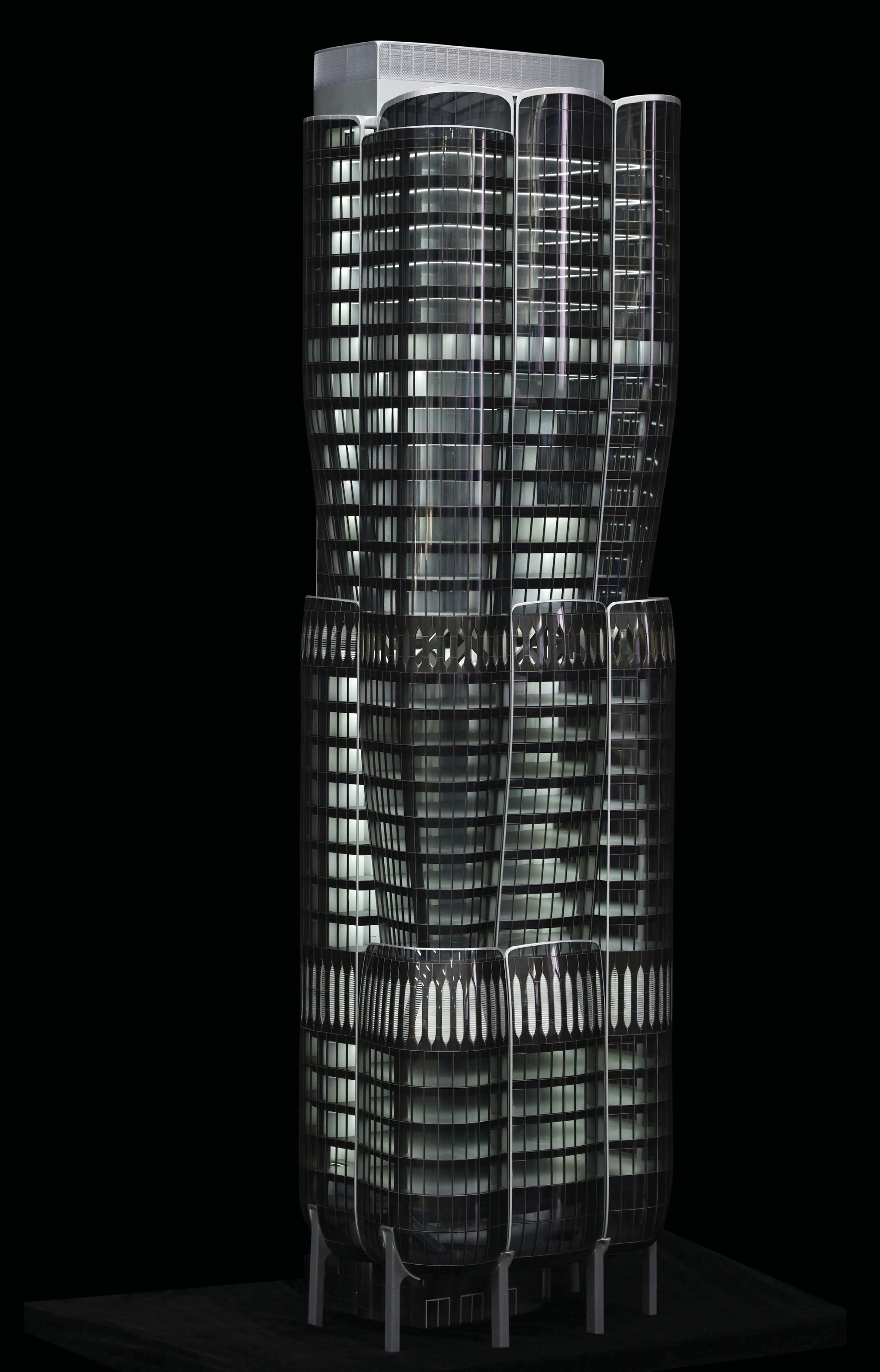 Detailed facade and material finish study on the Zaha Hadid 2 Murray Road Hong Kong architectural model
