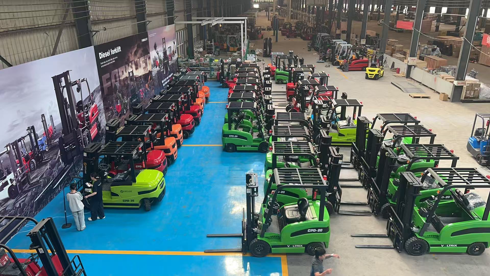 Mightlift electric forklift assembly and testing area