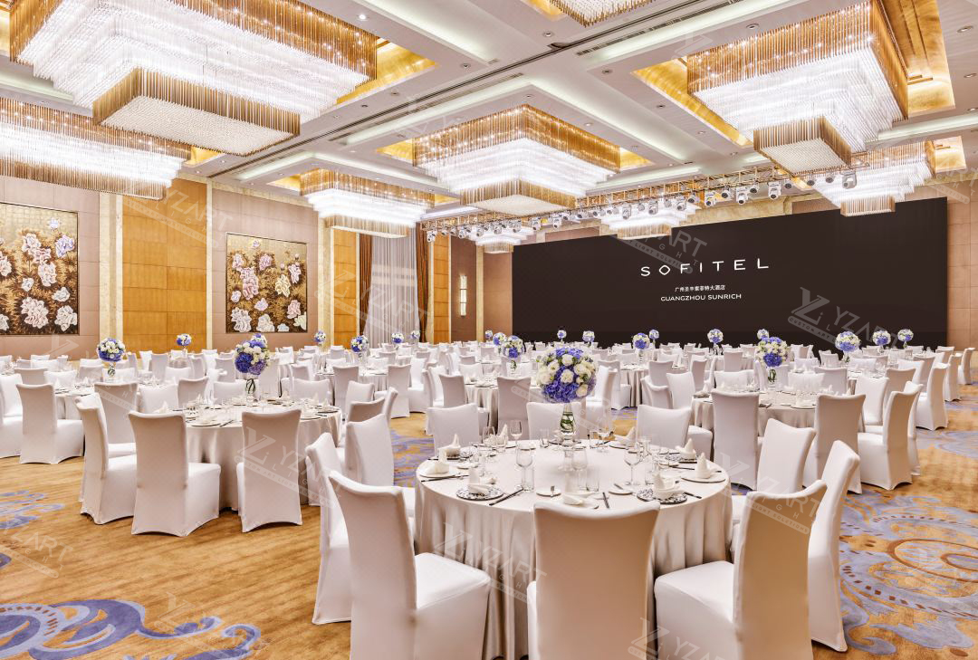 Custom Luxury Rectangular Crystal Chandelier for Hotel Ballroom and Banquet Hall
