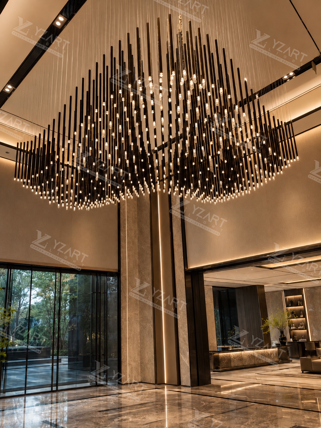 large square chandelier for hotel lobby