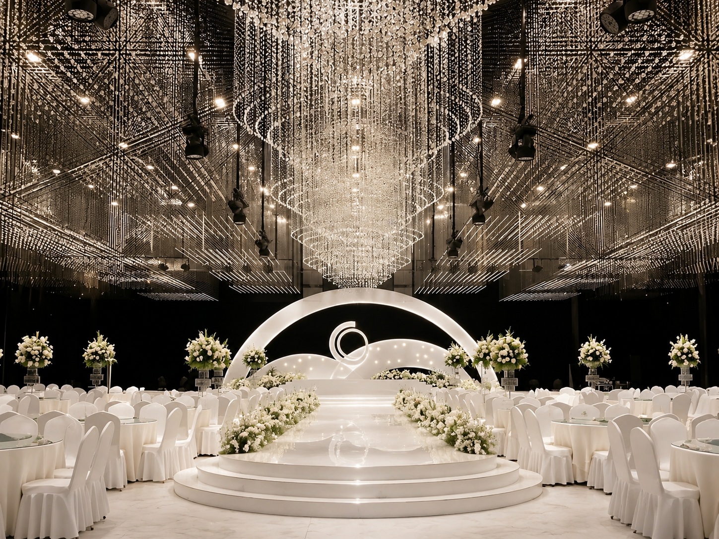Custom Size Large Multi-Ring Crystal LED Chandelier Luxury Hanging Light for Wedding Hall Hotel Ballroom Banquet