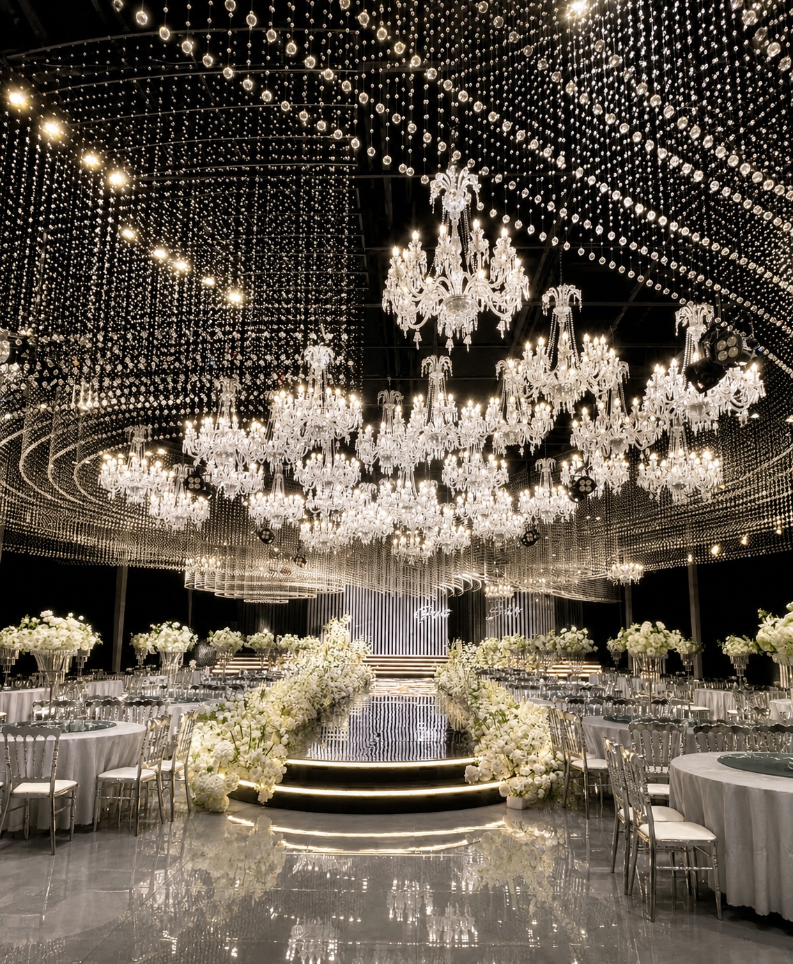 Large Multi-Ring Crystal LED Chandelier Luxury Hanging Light for Wedding Hall Hotel Ballroom