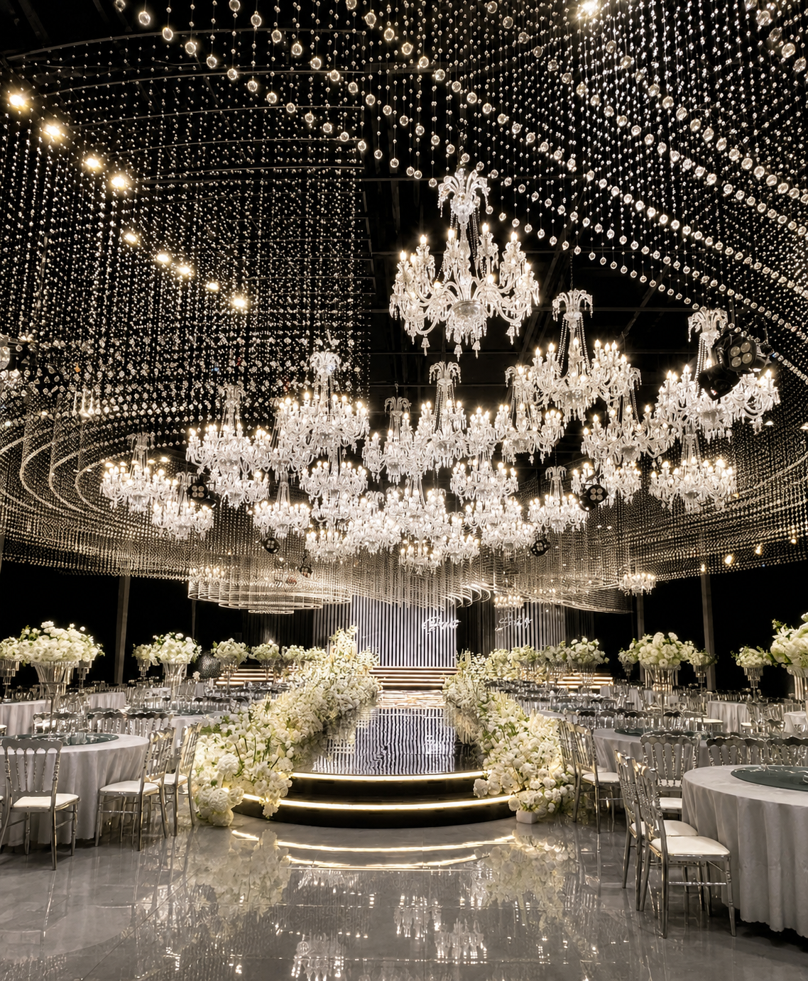 Large Multi-Ring Crystal LED Chandelier Luxury Hanging Light for Wedding Hall Hotel Ballroom