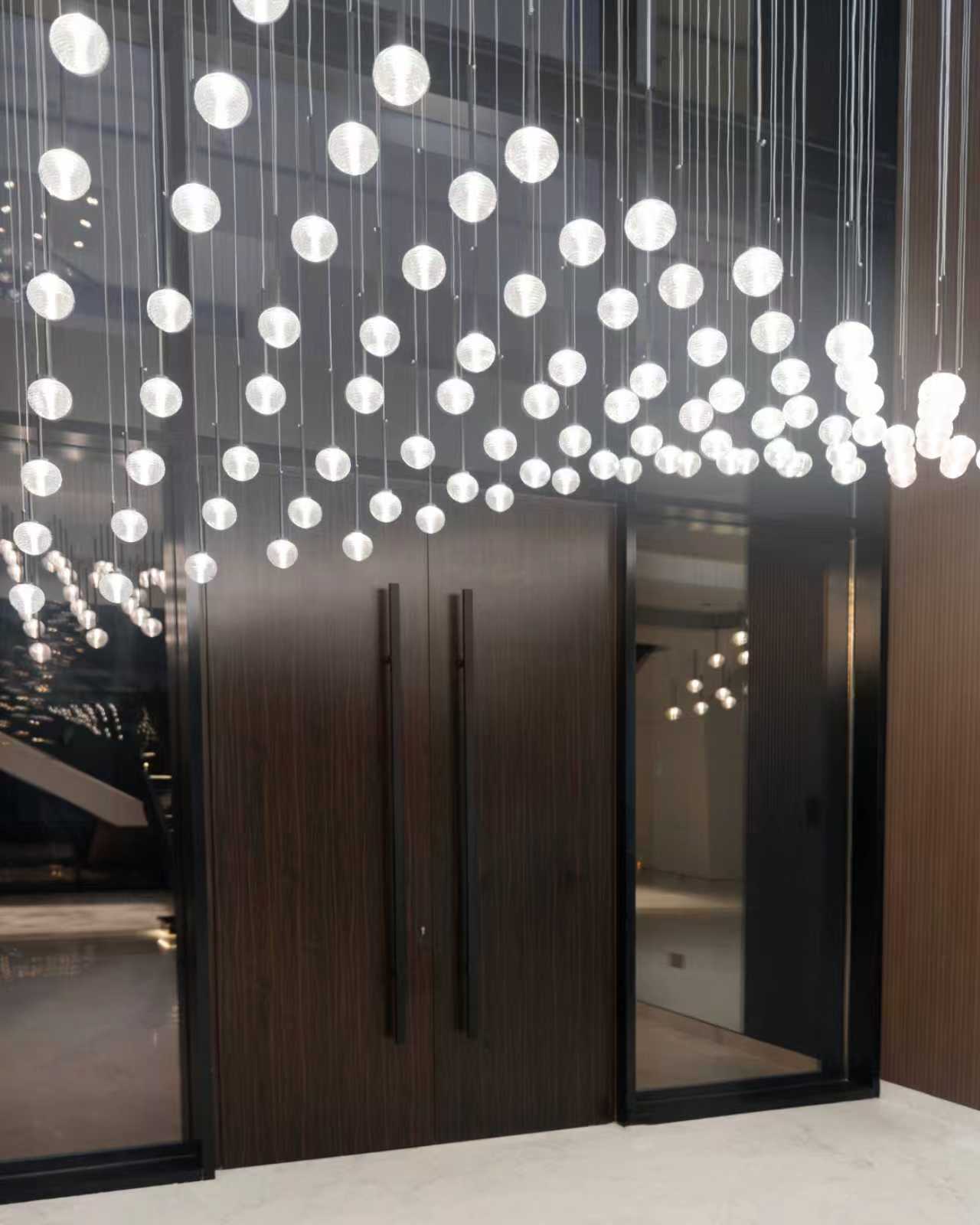 Large-Scale Hand-Blown Glass Fish Group Custom Lobby Chandelier