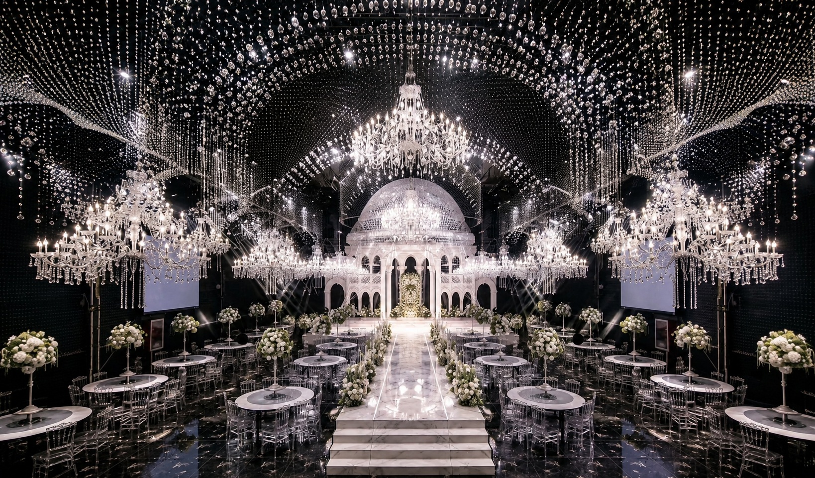 Oversized Circular Rings Crystal Hanging Chandelier Light for Wedding Ballroom Decor