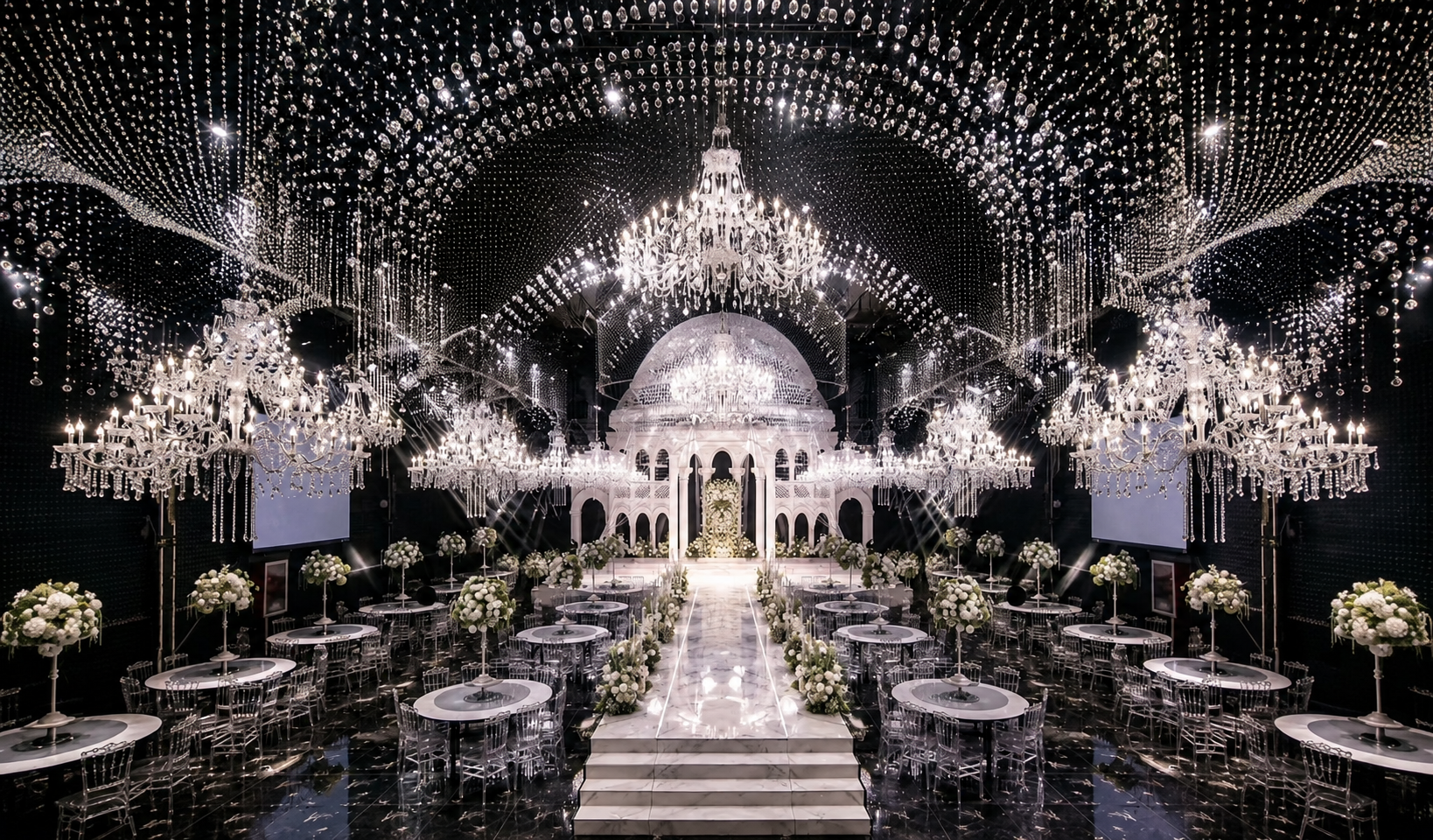 Oversized Circular Rings Crystal Hanging Chandelier Light for Wedding Ballroom Decor