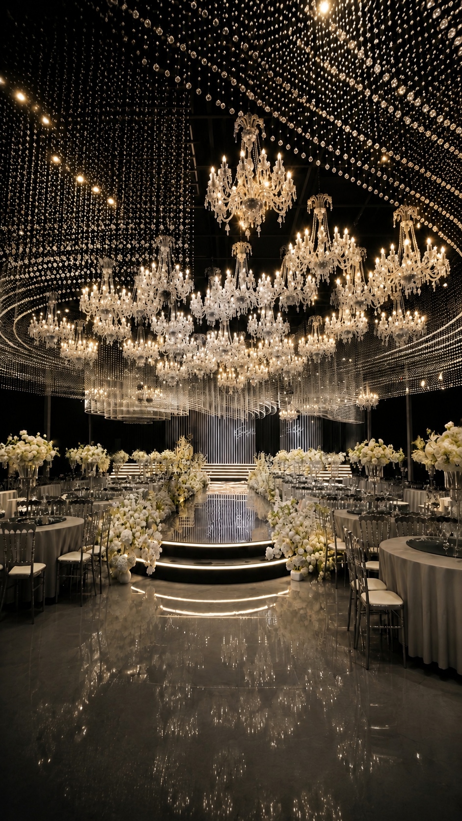 Oversized Circular Rings Crystal Hanging Chandelier Light for Wedding Ballroom Decoration