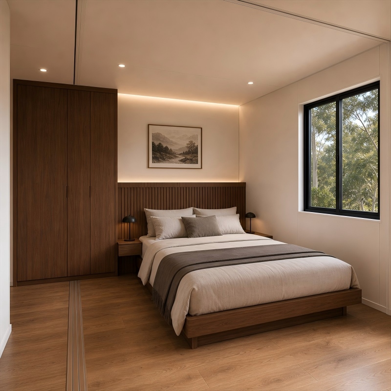 Bedroom inside 20ft expandable container house