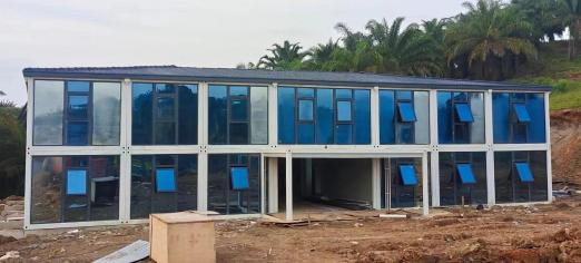 Prefabricated modular office building installed for a project management team in Indonesia