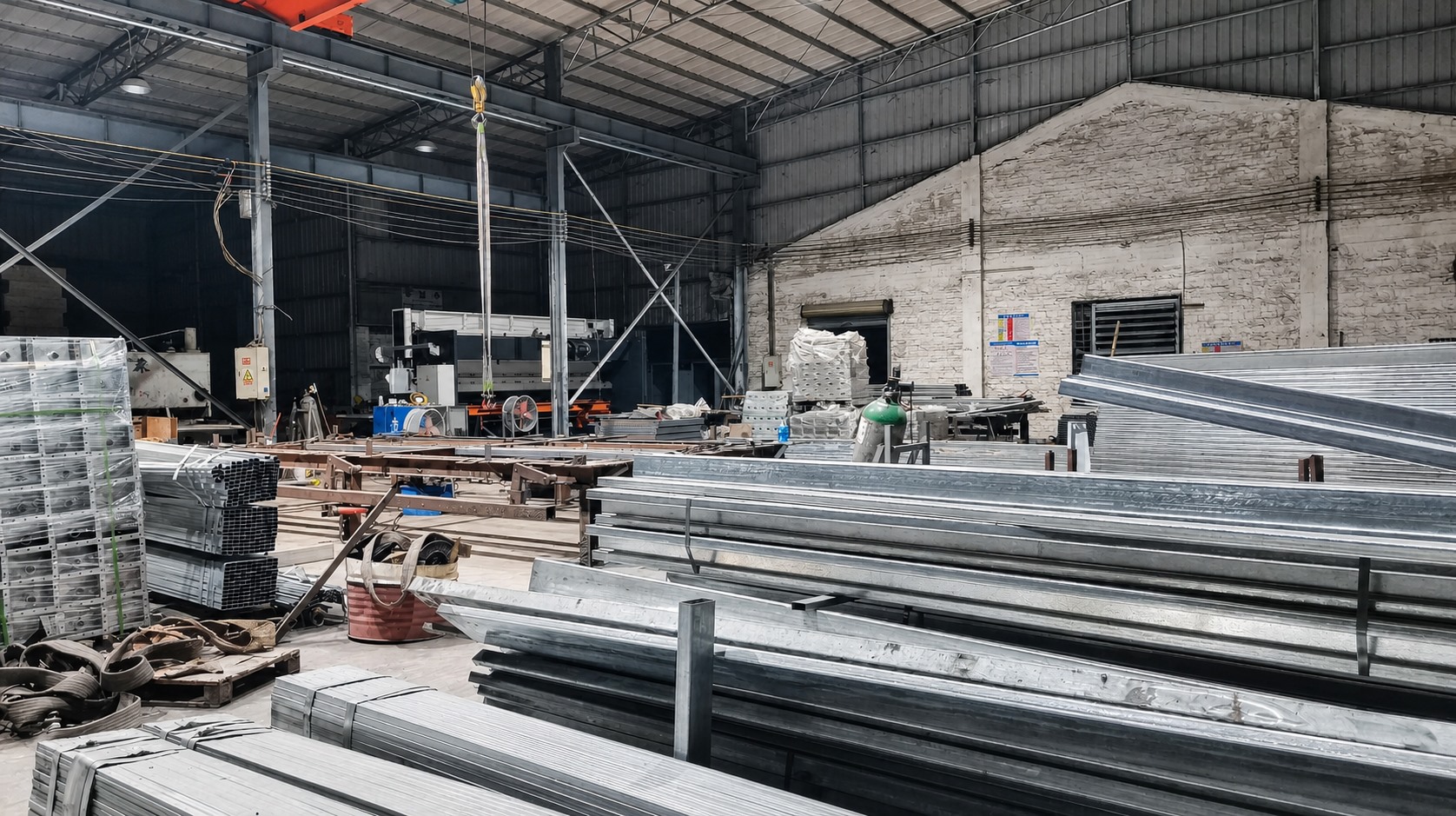 Galvanized steel frame materials in AOTIAN production workshop