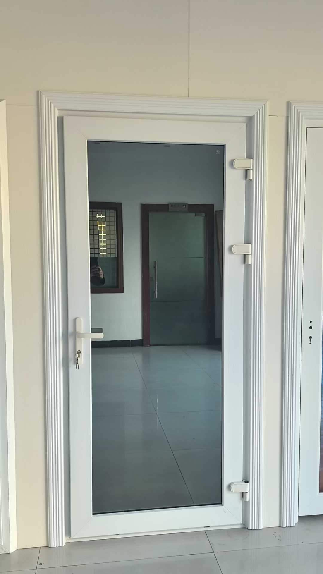 UPVC 60-series fully-glazed casement door showing glazed leaf construction