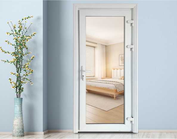 UPVC 60-series fully glazed casement door produced for project work