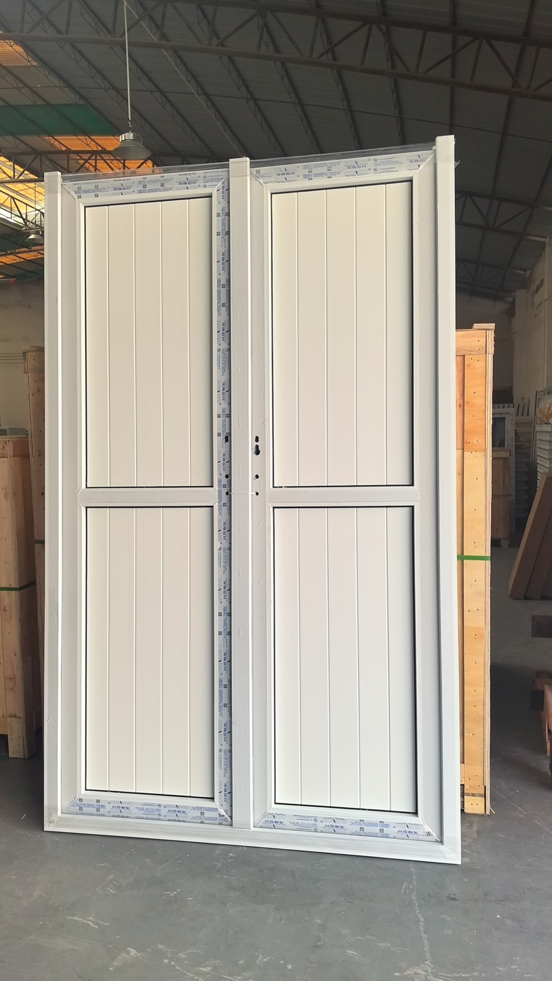 UPVC 60-series full vertical-panel French casement door with two operable hinged leaves