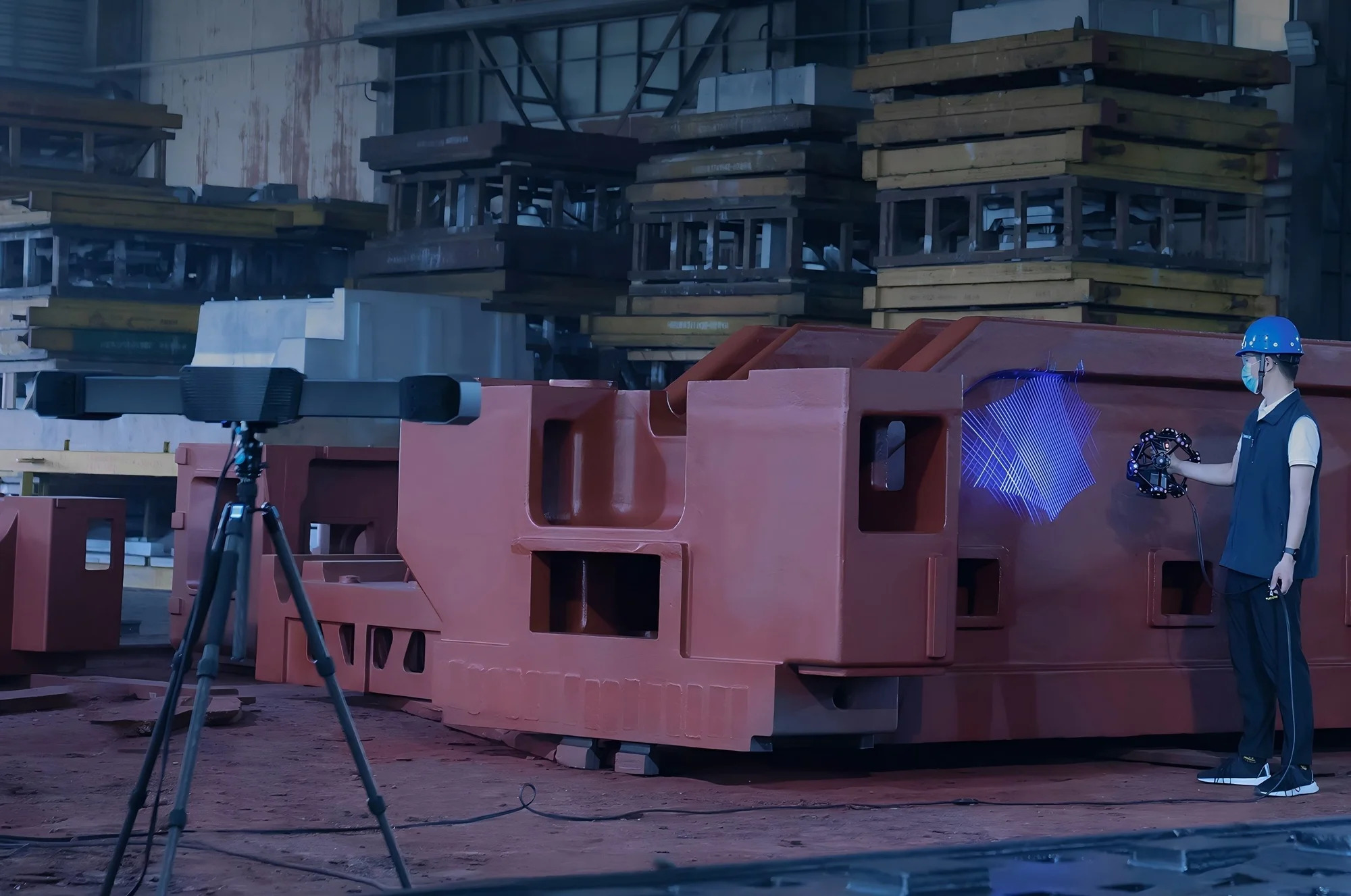 Ultra-wide measuring range metrology 3D scanner used for hull blocks, large ship structures and marine component inspection
