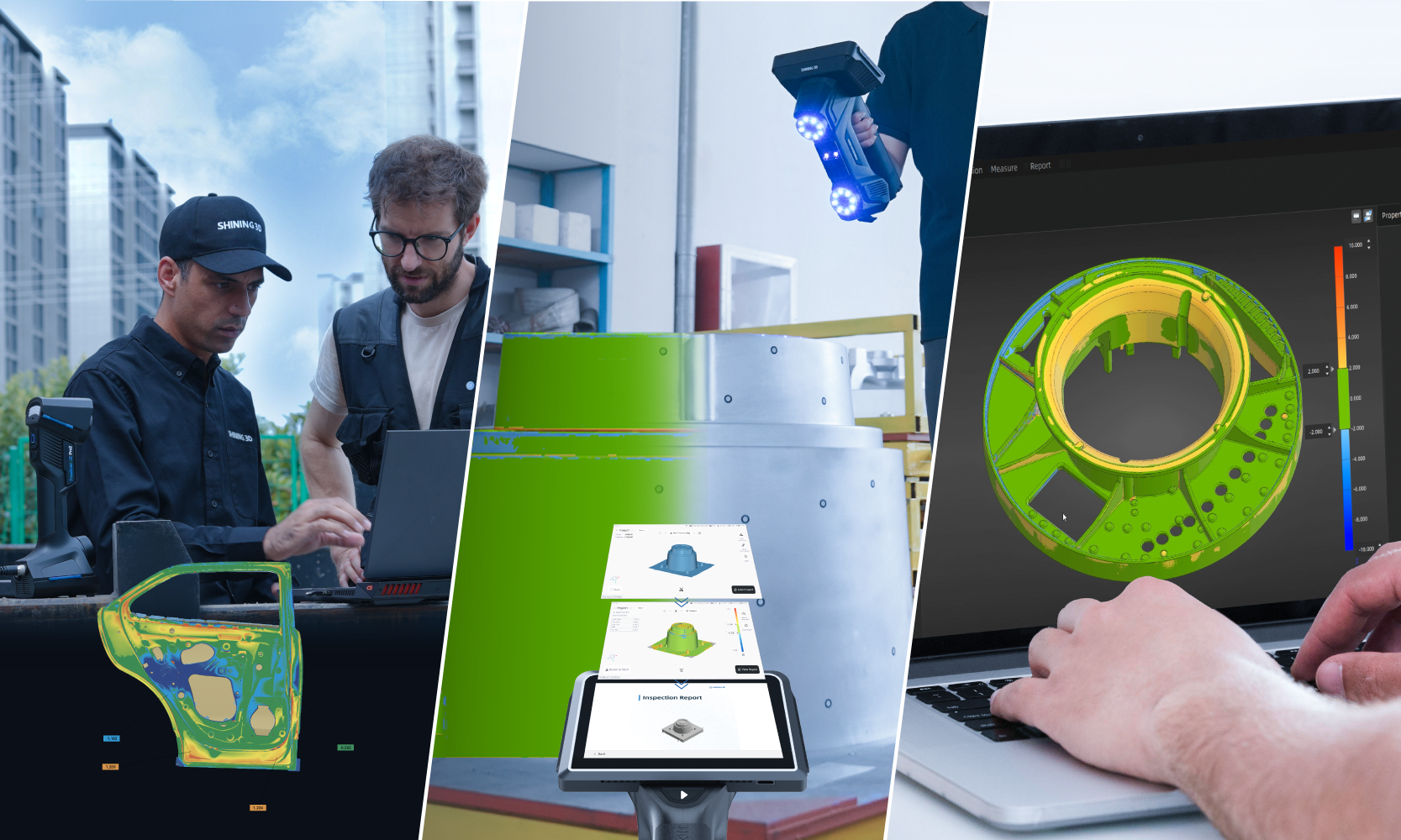 Metrology 3D scanner performing precision inspection of an industrial part in a smart manufacturing environment