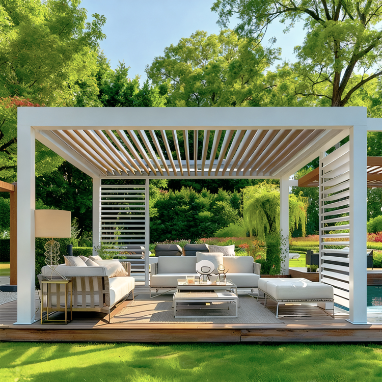 louvered pergola with side screens