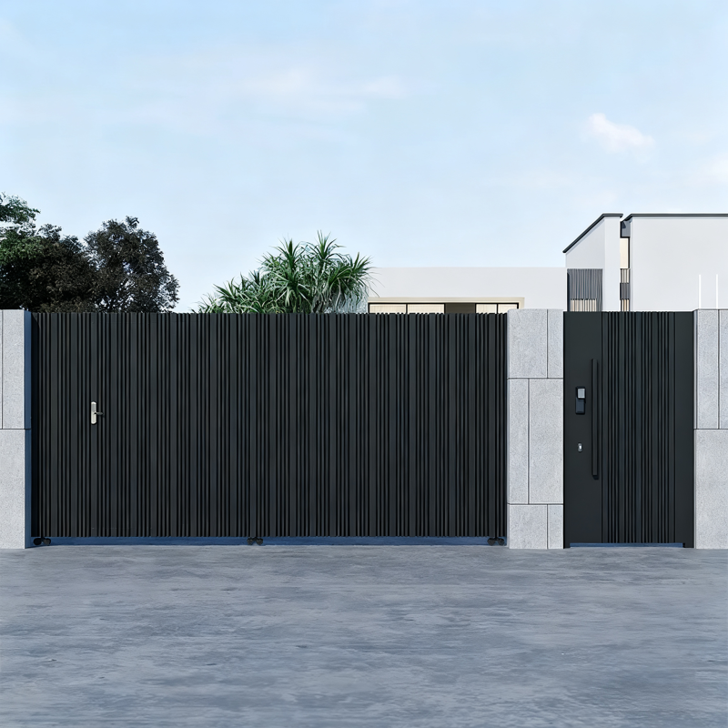 automatic sliding driveway gate with pedestrian gate