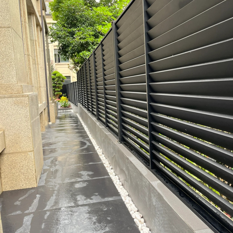 Commercial aluminum fence panels used for community and facility boundaries