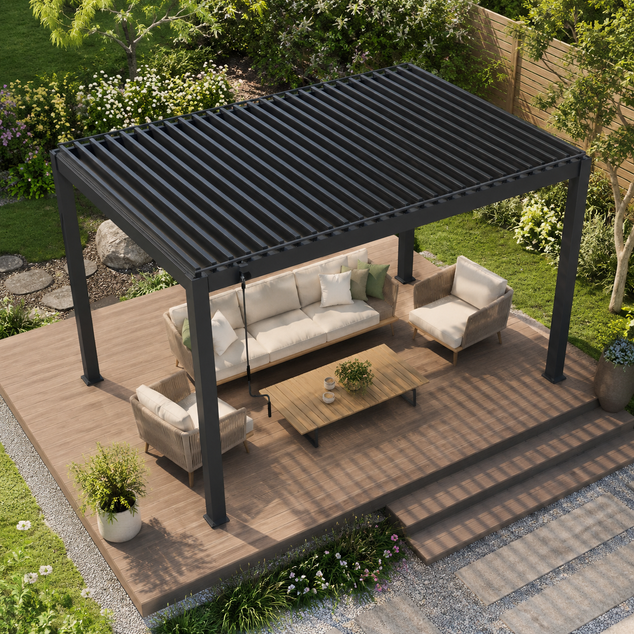freestanding louvered pergola