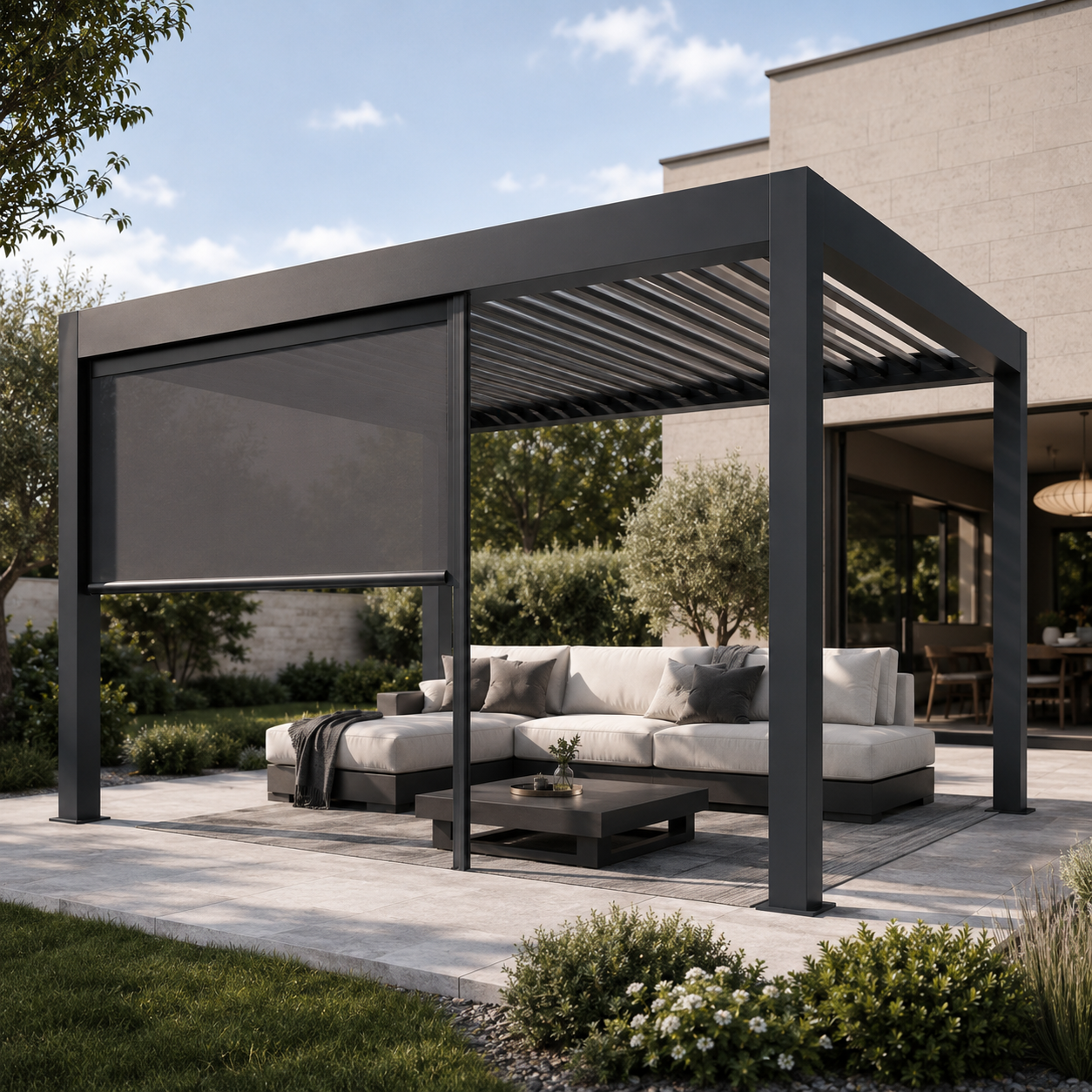 motorized pergola with zip screens