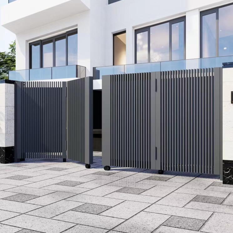 Modern Aluminum Bi-Fold Driveway Gate Manual or Motorized Folding Entrance Gate for Villa Courtyard
